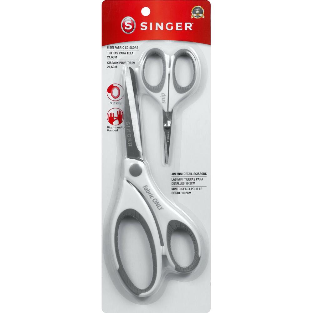 New SINGER Sewing Scissors Set 2/Pkg 8.5" Fabric & 4" Mini Detail Scissors