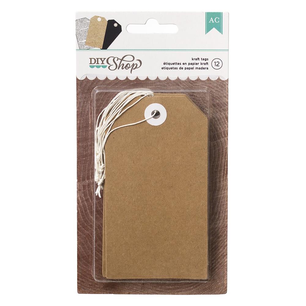 New DIY Shop Tags 12/Pkg Kraft, 2.5"X4.5"