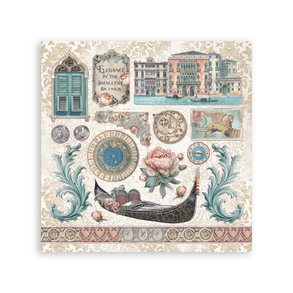 New Stamperia Stickers 6.49"x6.49" 4 sheets Venice City of Art