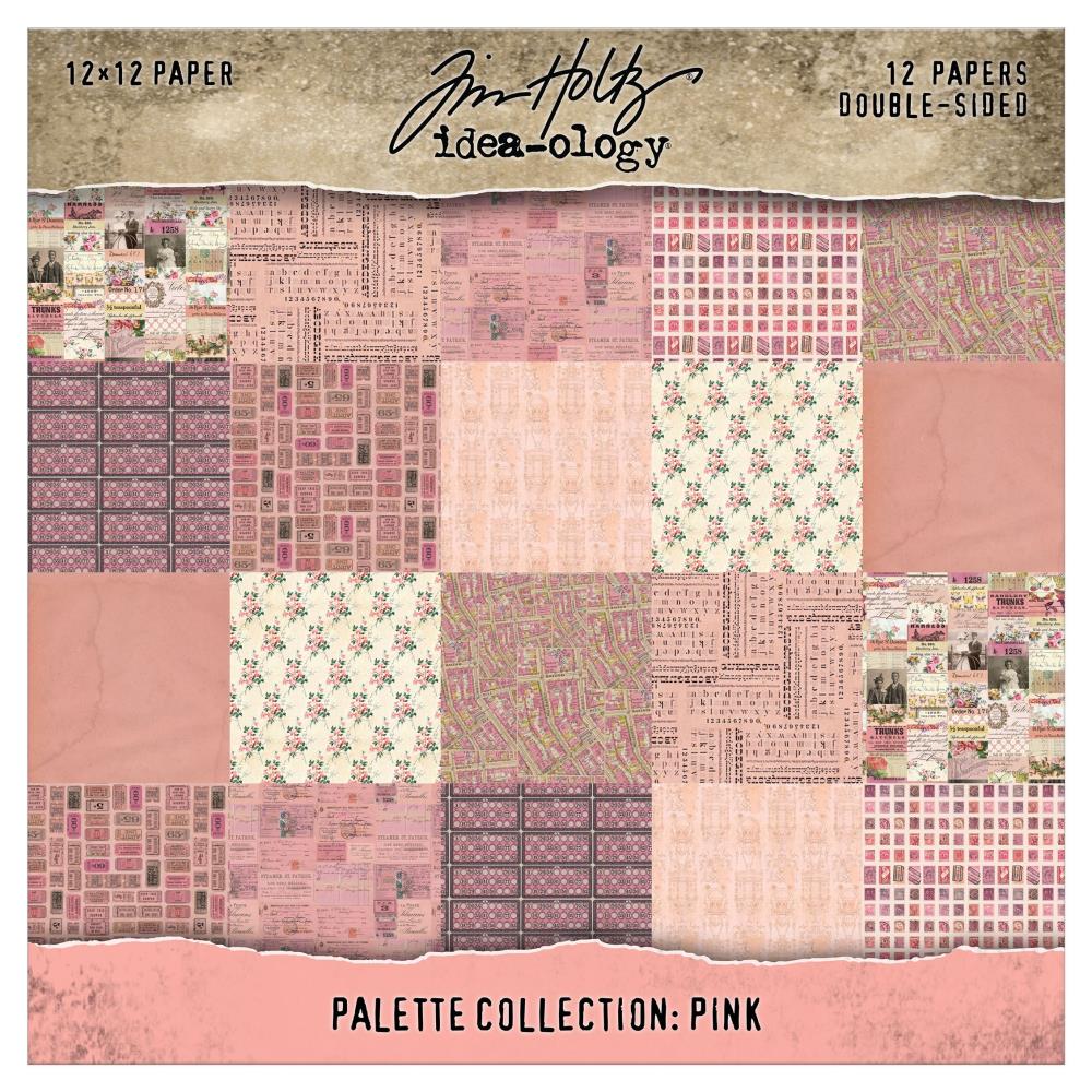 New Tim Holtz Idea-ology Double- Sided Cardstock 12"X12" 12/Pkg Palette Collection: Pink
