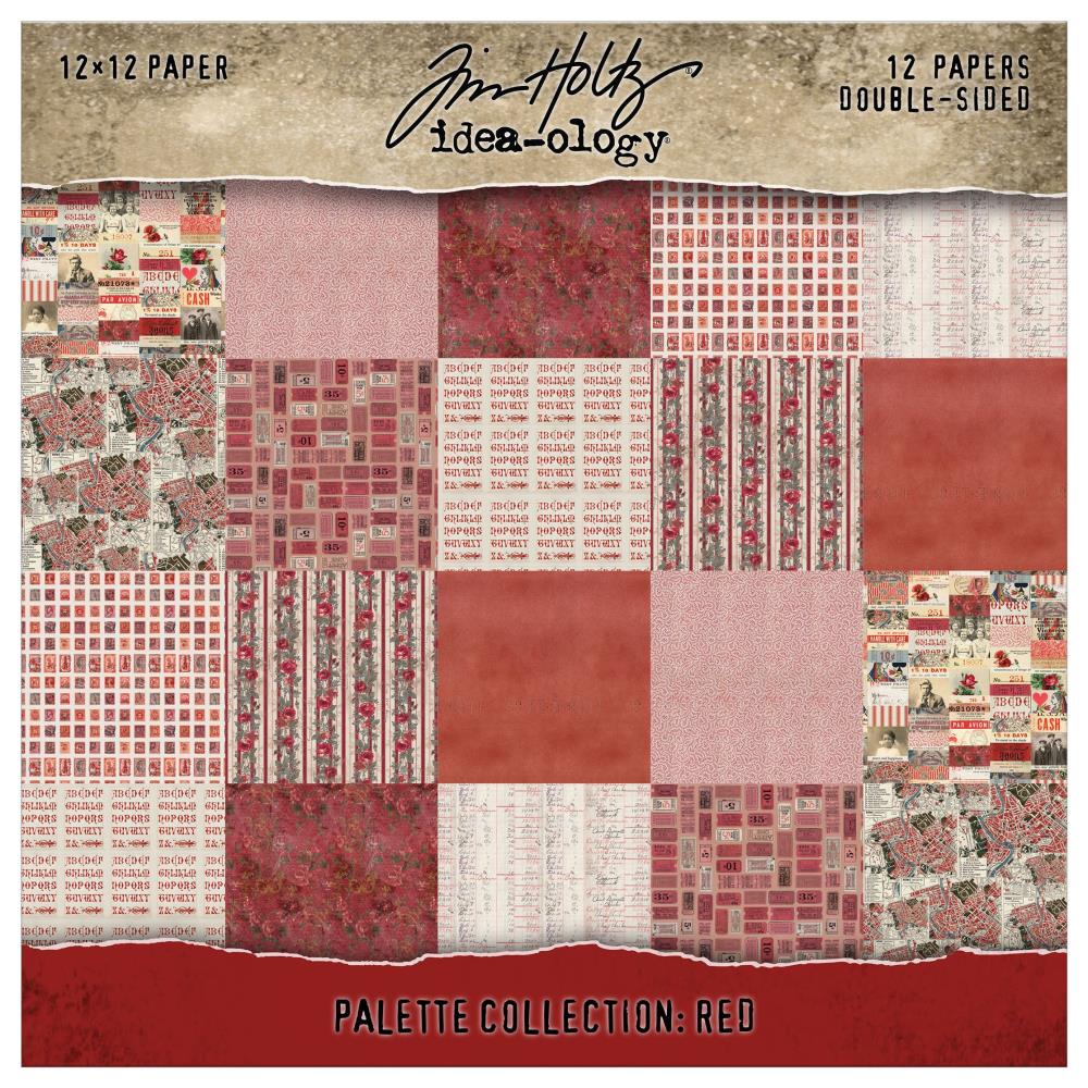 New Tim Holtz Idea-ology Double- Sided Cardstock 12"X12" 12/Pkg Palette Collection: Red