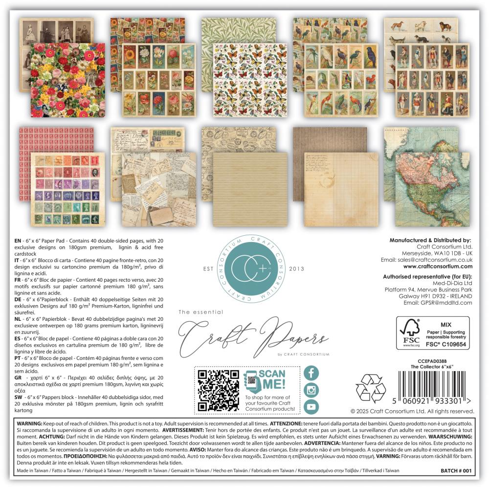 New Craft Consortium Double-Sided Paper Pad 6"X6" 40/Pkg The Collector