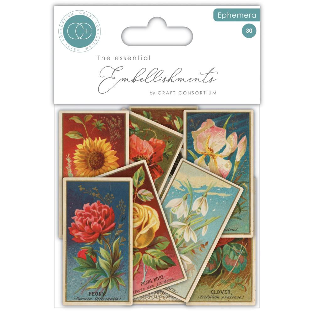 New Craft Consortium The Collector Ephemera 30/Pkg Flowers