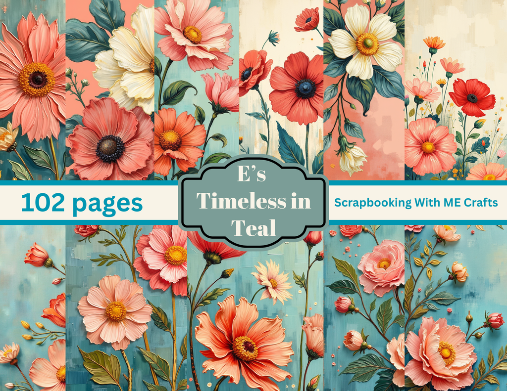 E’s Timeless In Teal Digital Download – 102 Page Journal & Ephemera Collection