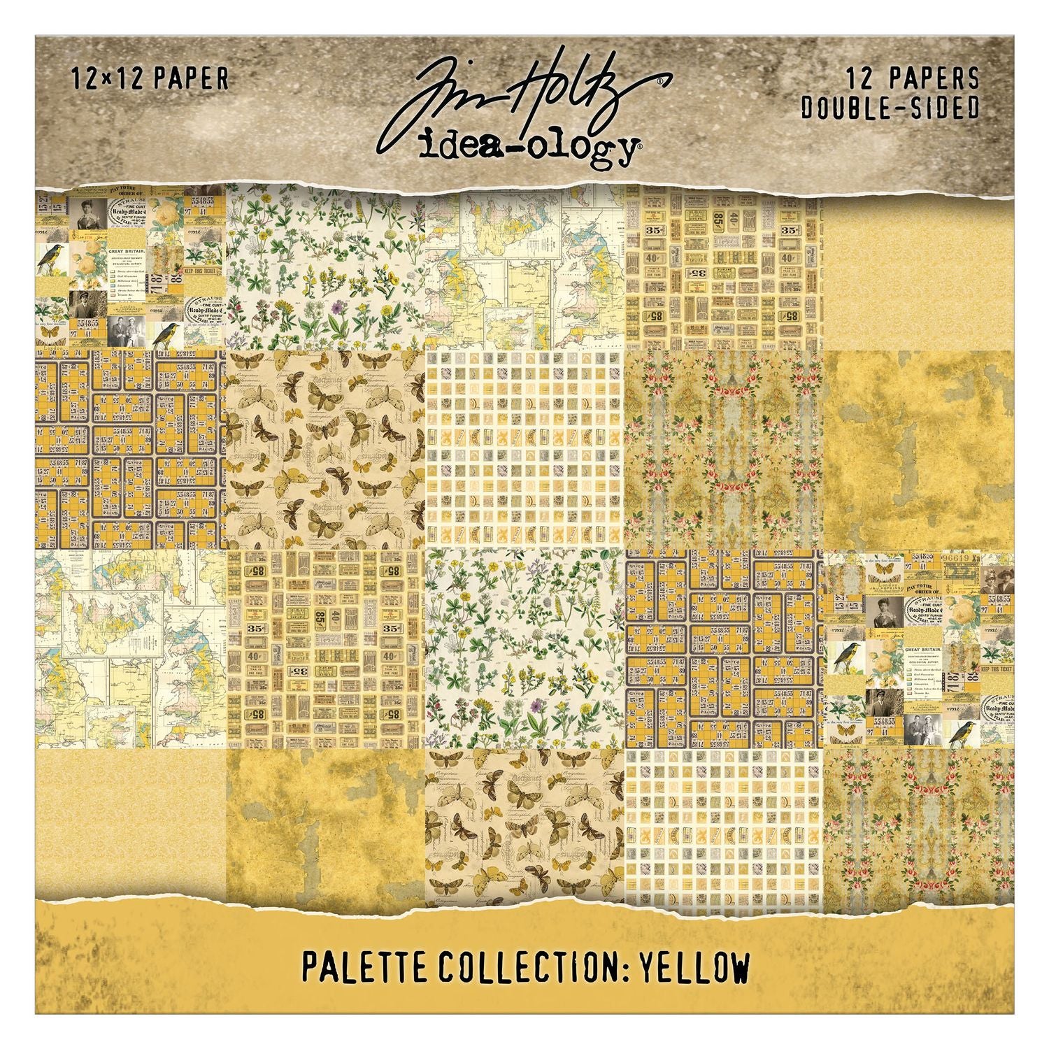 Tim Holtz Idea-ology ~ Double- Sided Cardstock 12"X12" Collection Yellow 12/Pkg