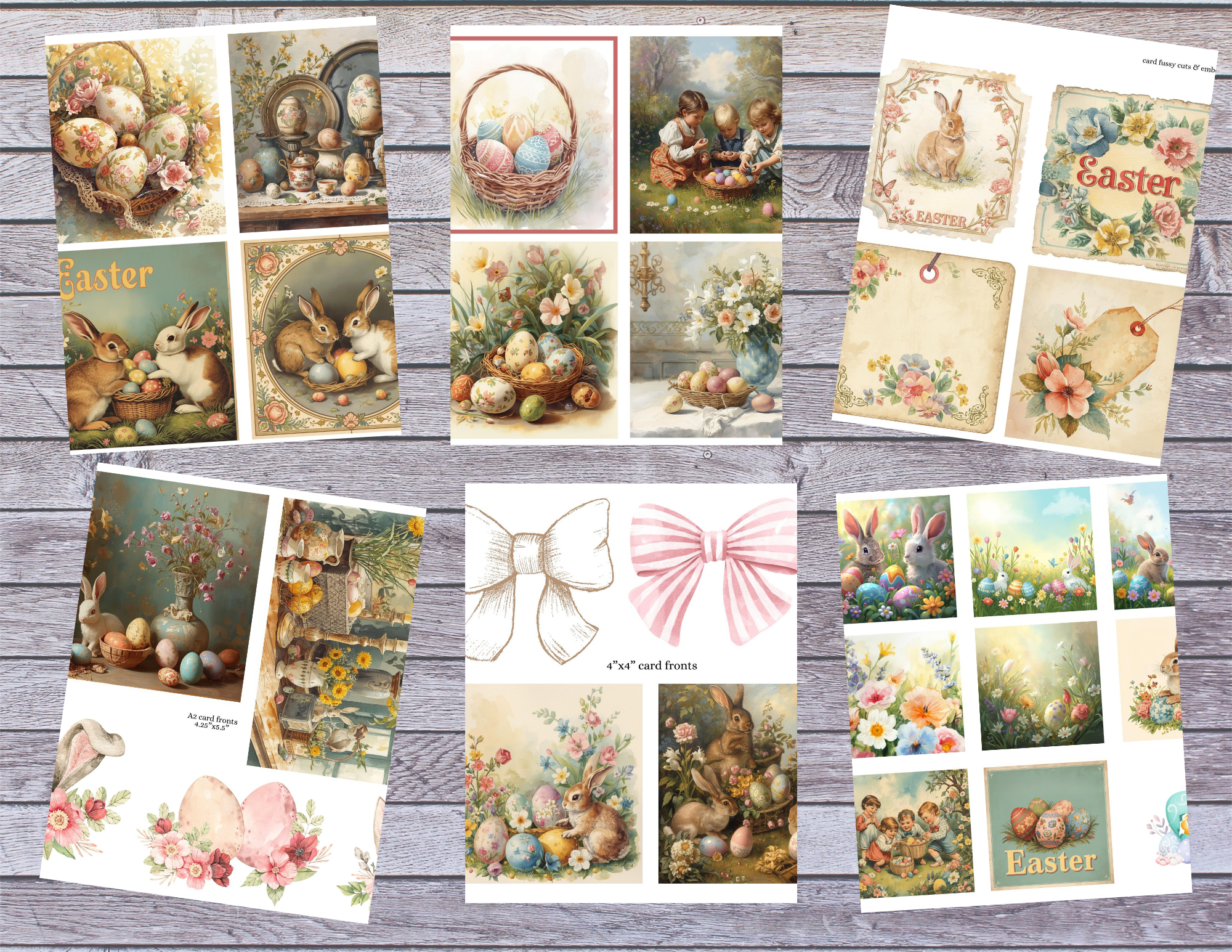 Easter Card Kit & Embellishments – Vintage Easter Printable Card Collection