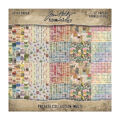 PREORDER New! Tim Holtz Idea-ology Double-Sided 12x12 Cardstock ~ Palette Collection: Multi