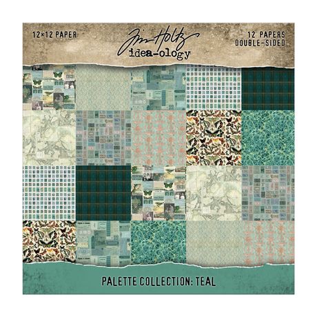 PREORDER New! Tim Holtz Idea-ology Double-Sided 12x12 Cardstock ~ Palette Collection: Teal