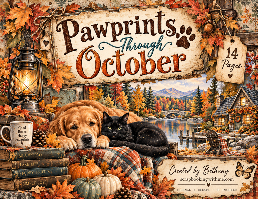 New! Pawprints Through October digital journal kit ~ 14 pages by Bethany