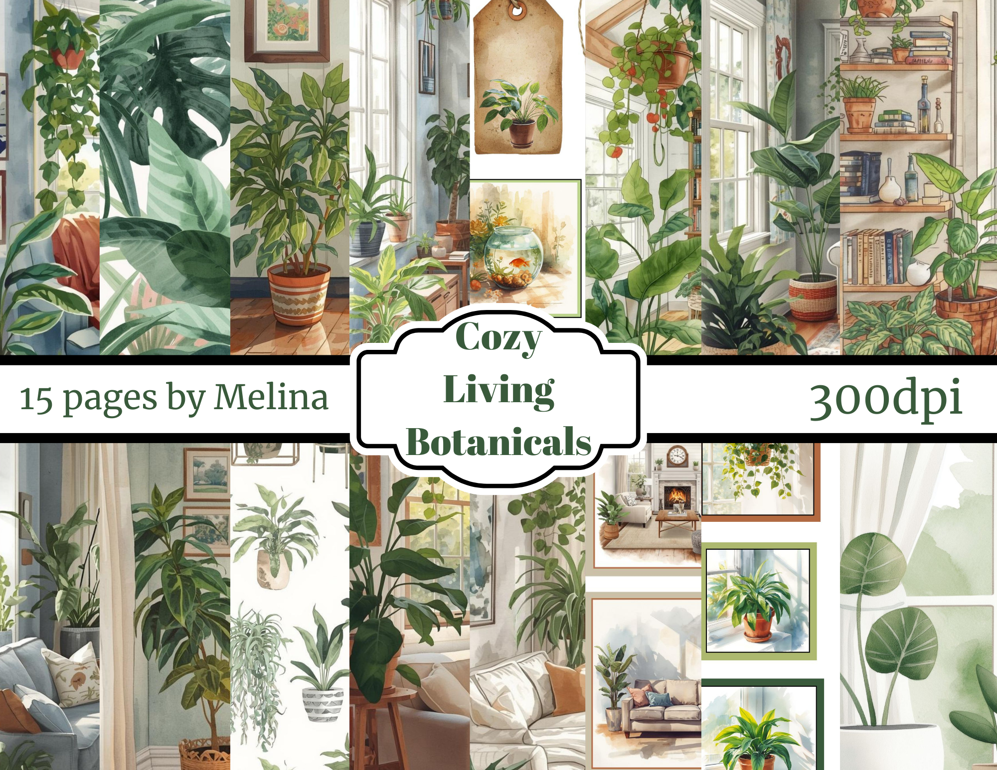 Cozy Living Botanicals Printable Journal Pages | Botanical Junk Journal PDF