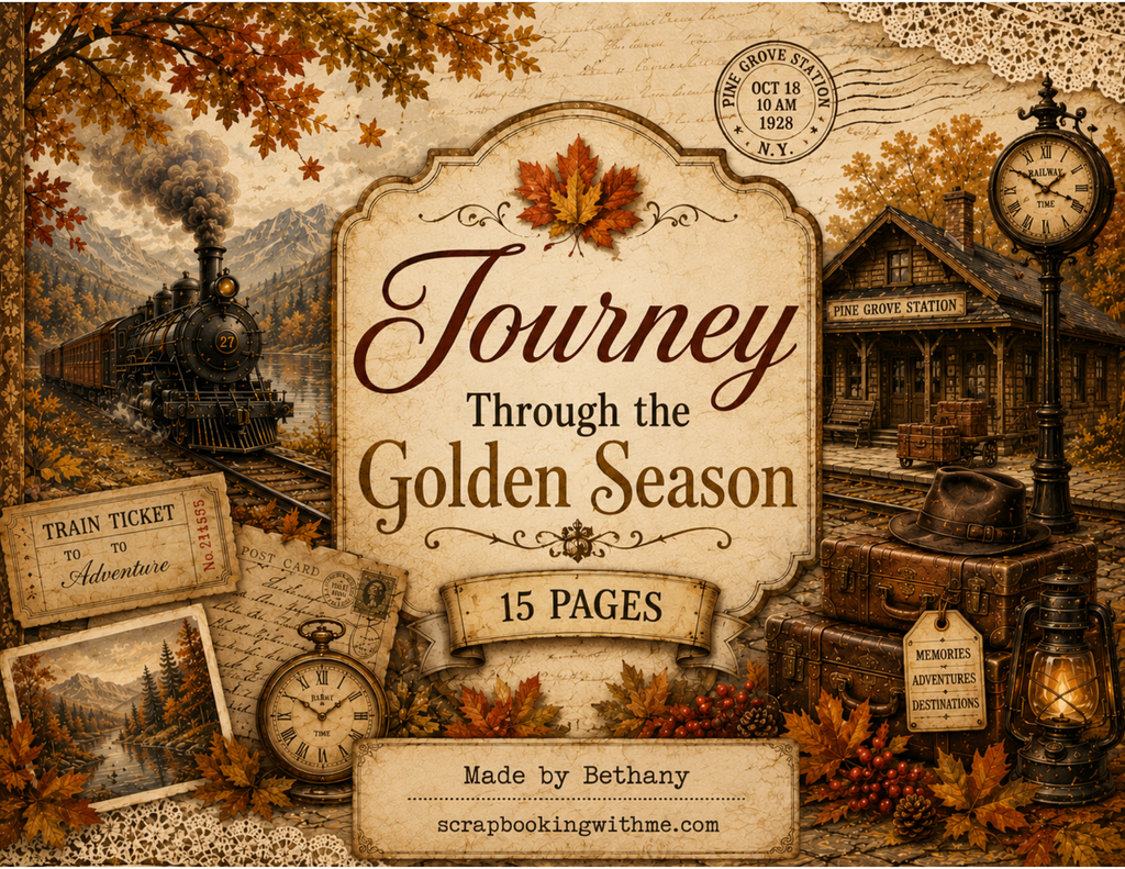 New! PRINT & SHIP "Journey Through the Golden Season" Vintage Autumn Railway Digital Journal Kit ~ 15 pages by Bethany (Copy)