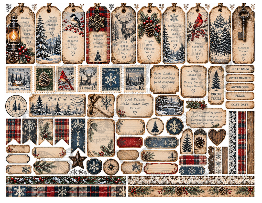 Print & Ship - Cozy Winter Tales – 20 pages by Elisha Vintage Winter Journal Collection