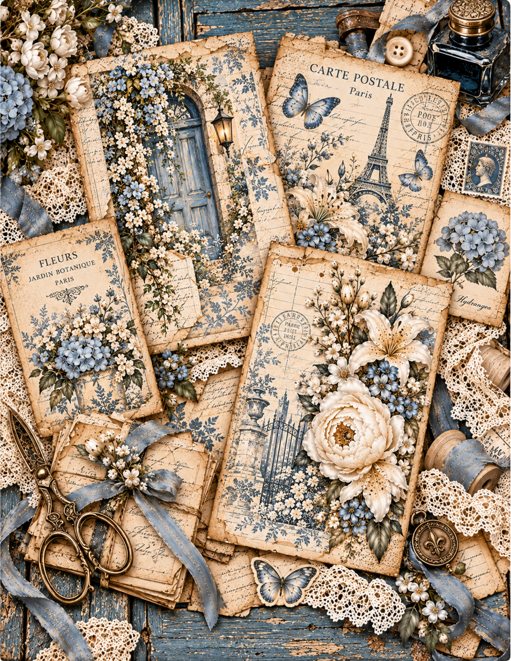 NEW! Vintage Reflections Tall Journal kit by E - Digital Download 18 pages