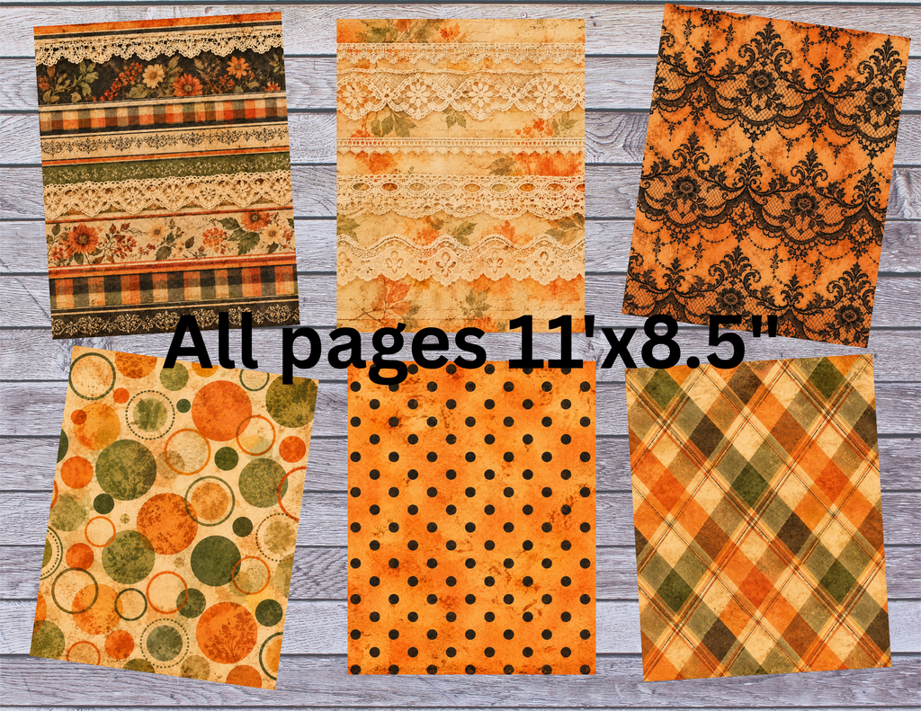 NEW! October Vibes – 15 Vintage Fall Background Pages | Printable Junk Journal Kit by Melina