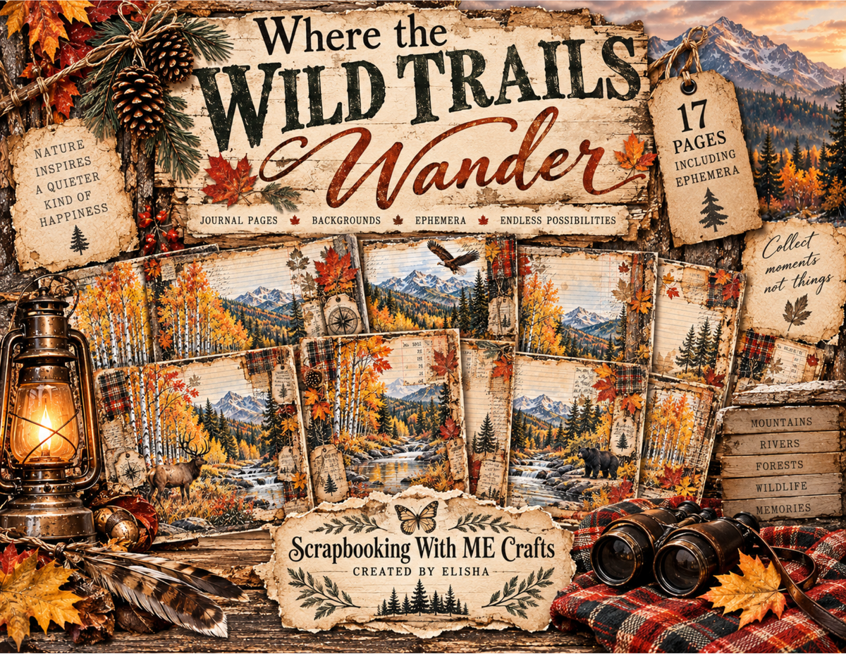 Print and Ship - Where the Wild Trails Wander by Elisha — Junk Journal Collection