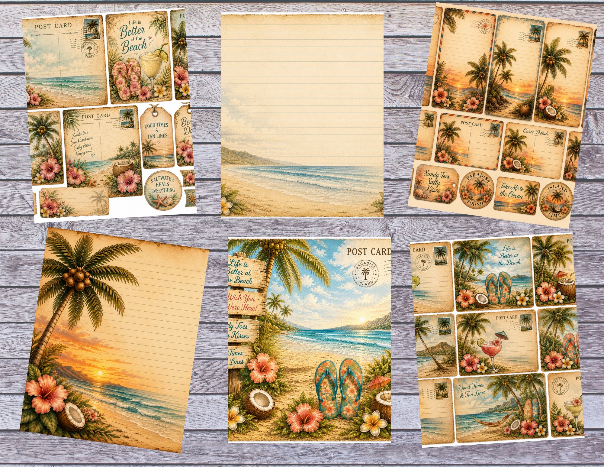 New! PRINT & SHIP Tropical Paradise Journal Kit ~ 17 pages by Elisha