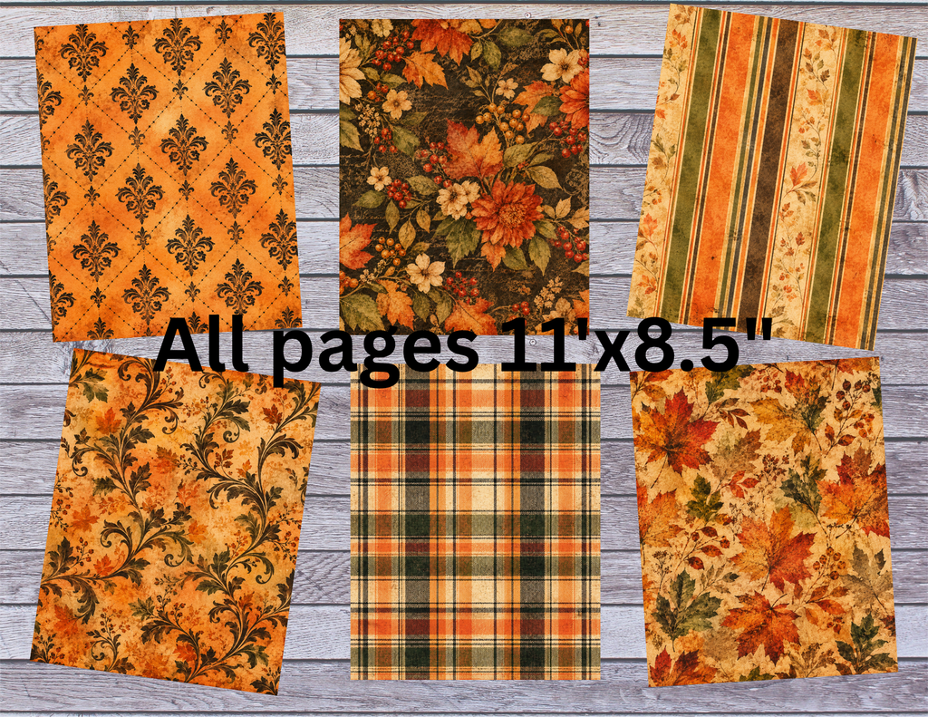 NEW! October Vibes – 15 Vintage Fall Background Pages | Printable Junk Journal Kit by Melina