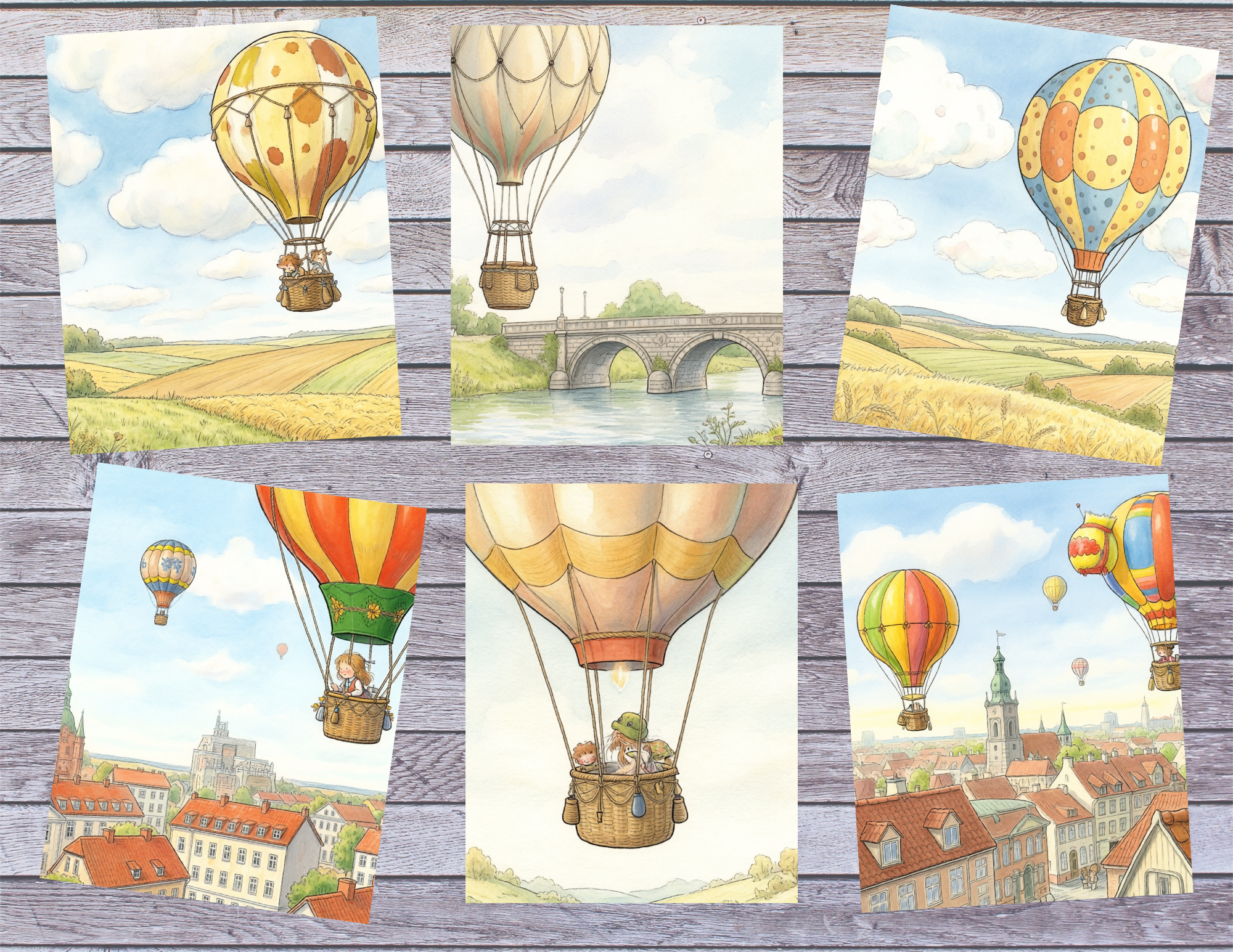 PRINT & SHIP New! Whimsical Hot Air Balloon Journal Kit ~ 18 pages by Elisha