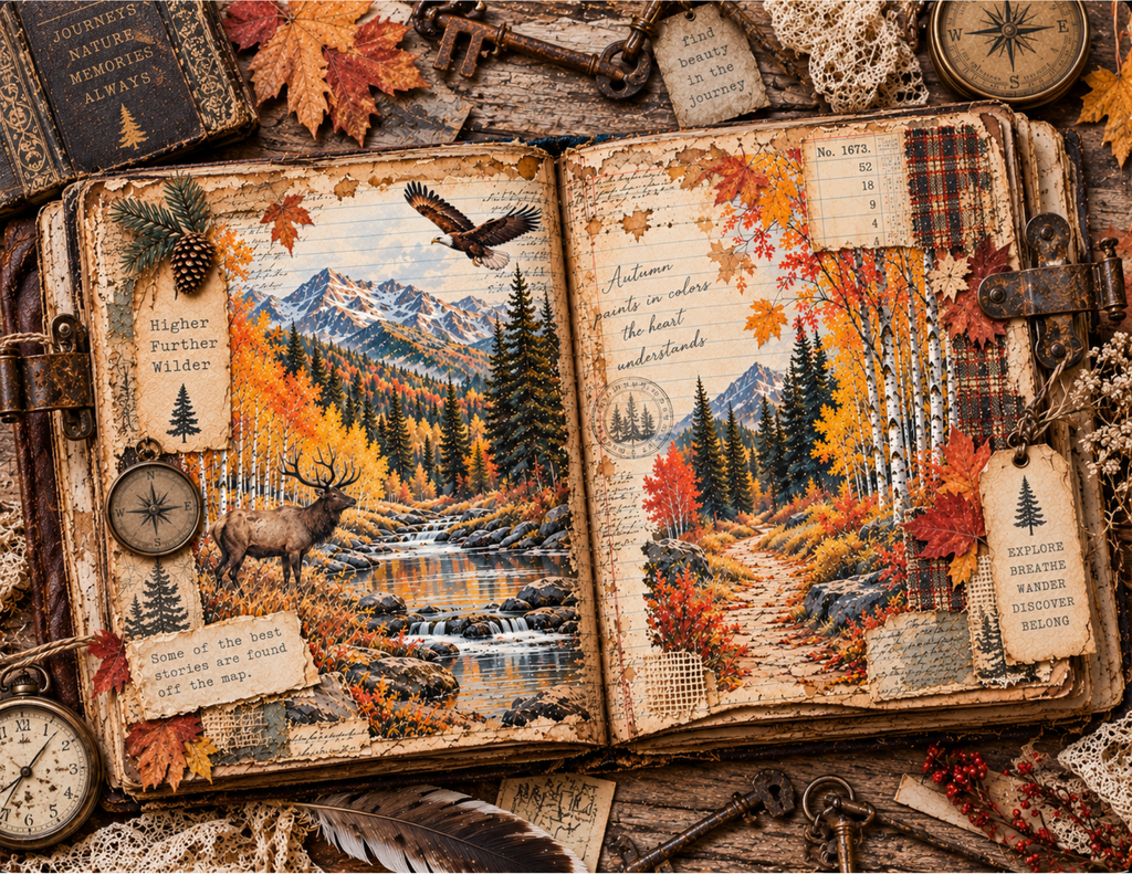 Print and Ship - Where the Wild Trails Wander by Elisha — Junk Journal Collection