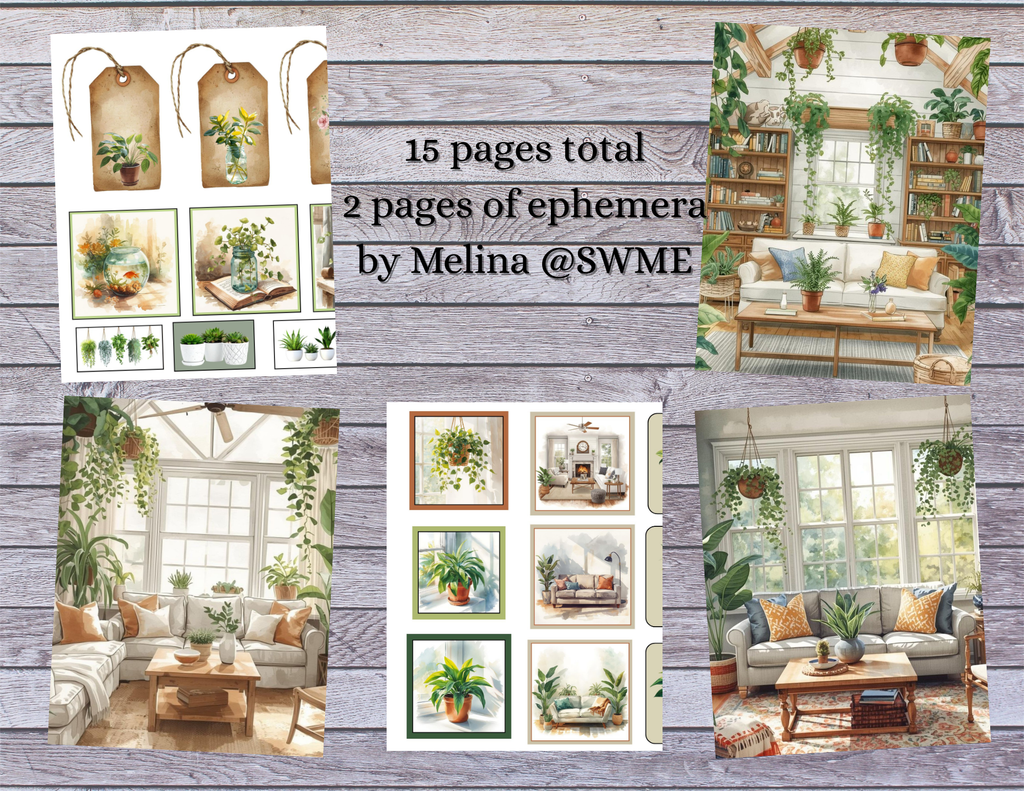 Cozy Living Botanicals Printable Journal Pages | Botanical Junk Journal PDF