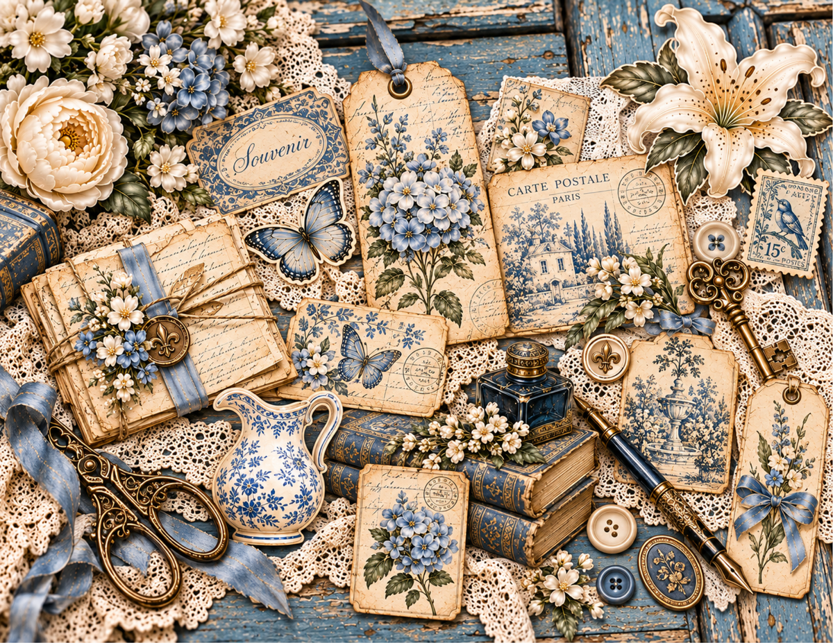 NEW! Vintage Reflections Tall Journal kit by E - Digital Download 18 pages
