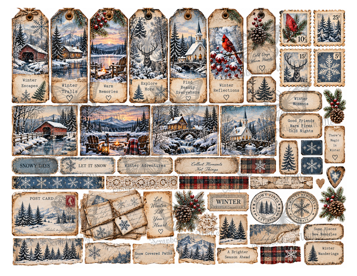 Print & Ship - Cozy Winter Tales – 20 pages by Elisha Vintage Winter Journal Collection