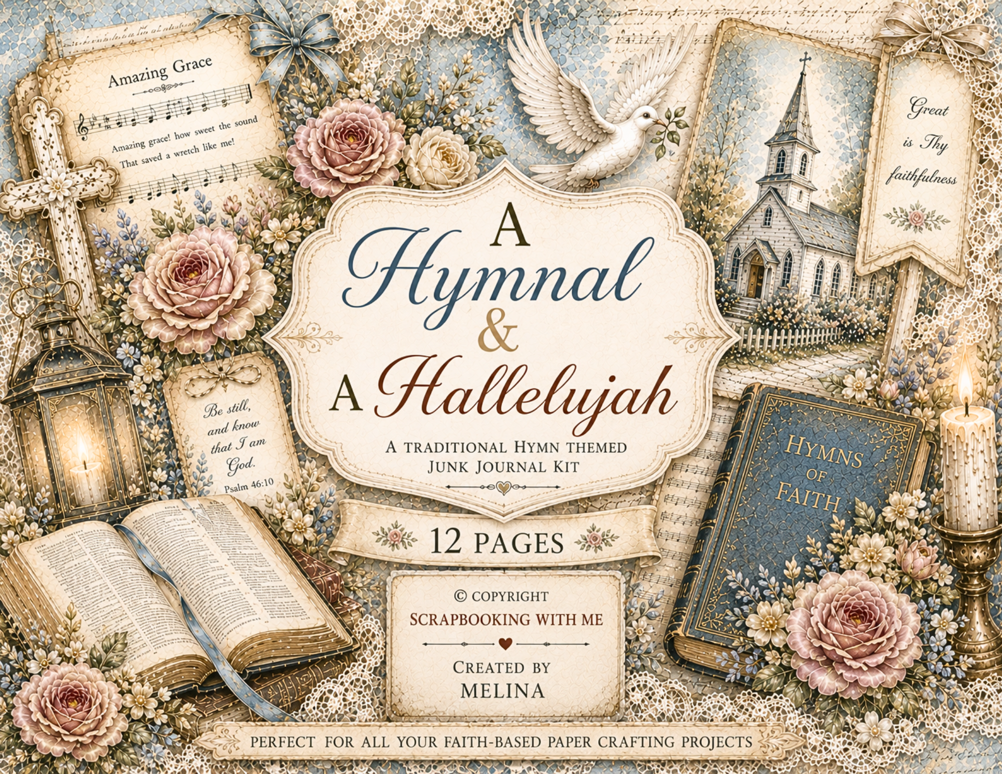 New! A Hymnal & A Hallelujah Journal Digital Kit ~ 12 pages by Melina