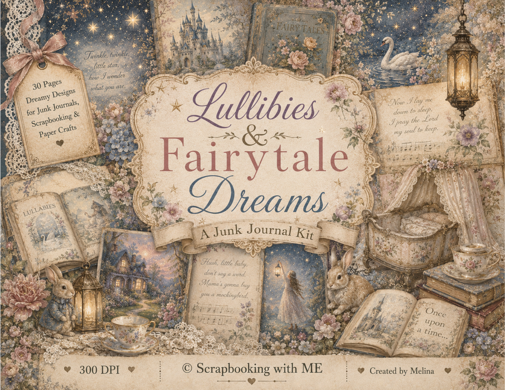 PRINT & SHIP - Lullabies & Fairytale Dreams Journal Kit ~ 30 pages by Melina