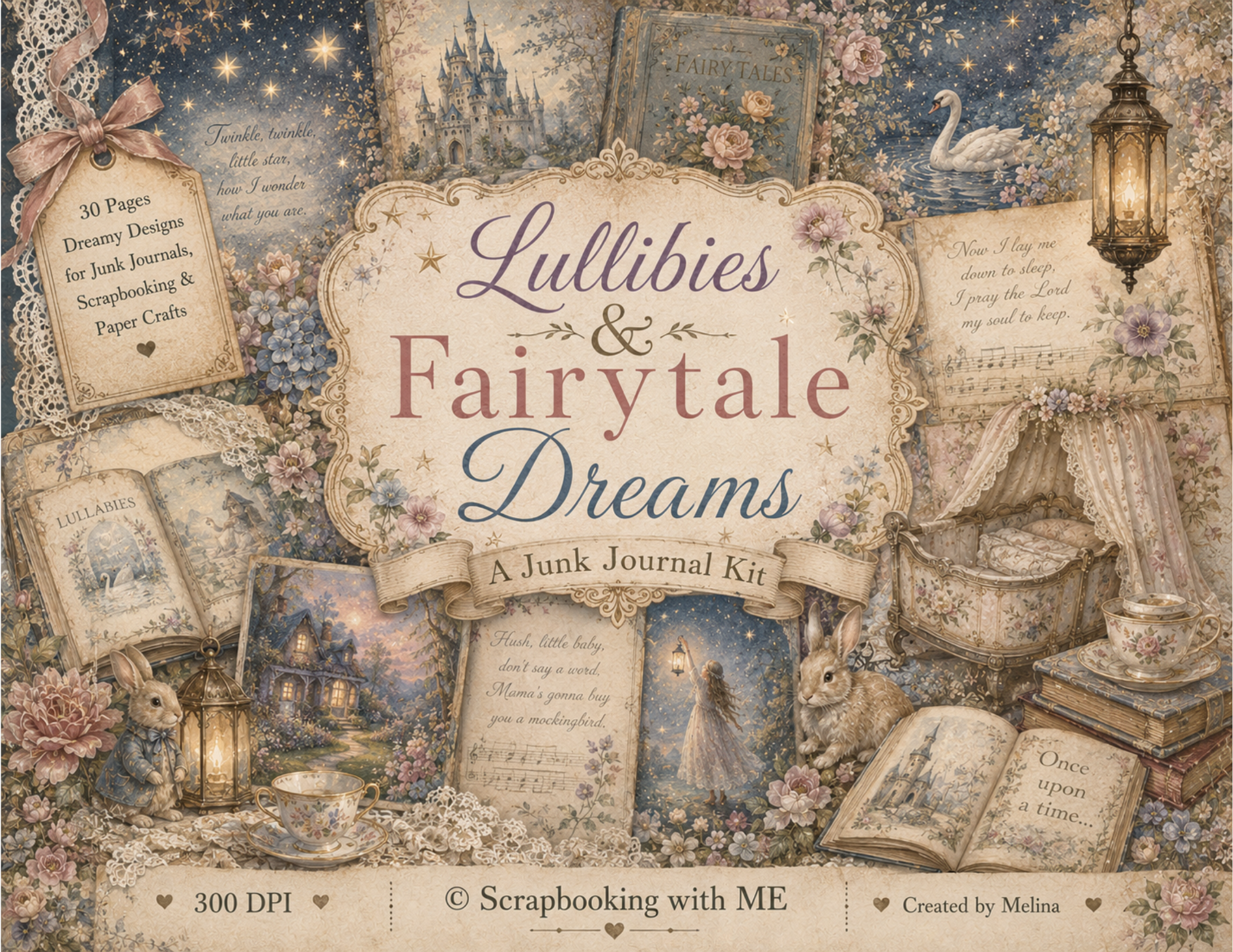 PRINT & SHIP New! Lullabies & Fairytale Dreams Journal Kit ~ 30 pages by Melina