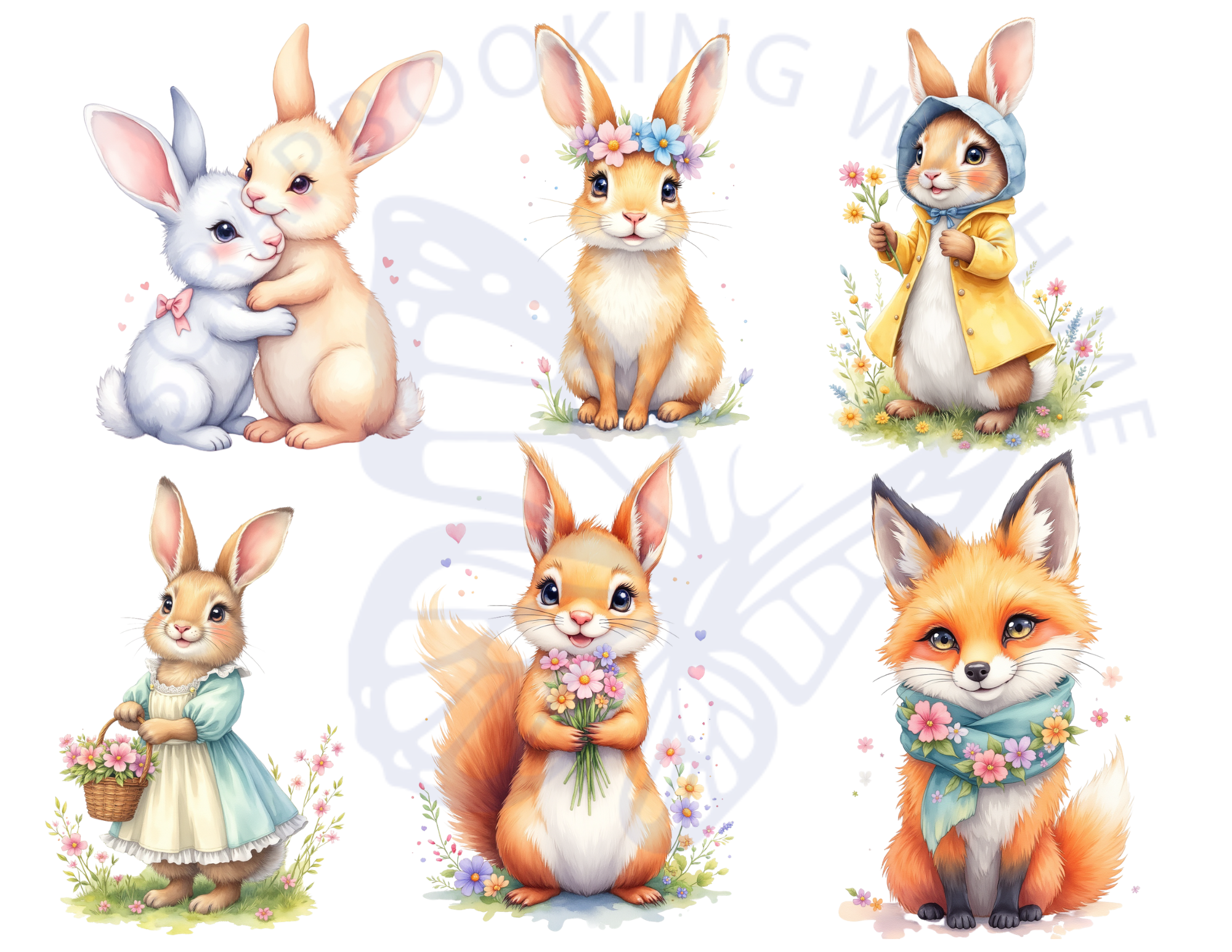 Little Critters Spring Clipart, Cute Animal Fussy Cut, Ephemera by E