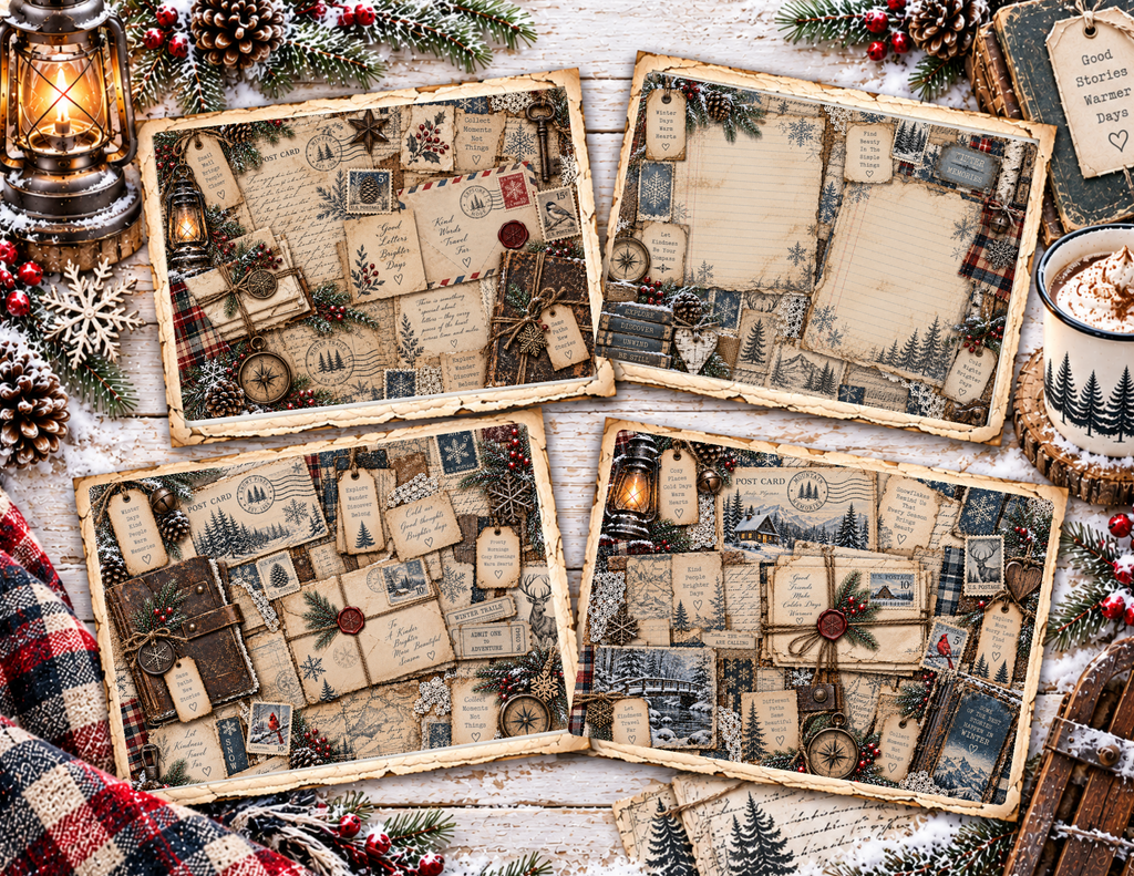 New Cozy Winter Tales – 20 pages by Elisha Vintage Winter Junk Journal Digital Collection