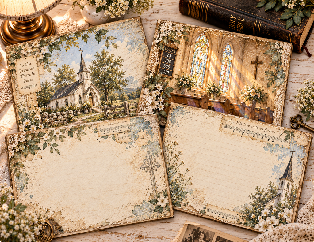 Print and Ship - The Old Church House by M | Vintage Church Journal Kit | 46 Printed Pages