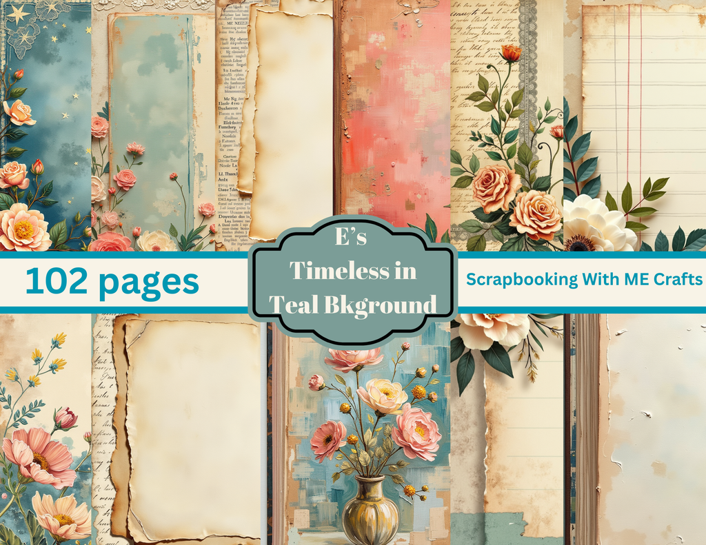 E’s Timeless In Teal Digital Download – 102 Page Journal & Ephemera Collection