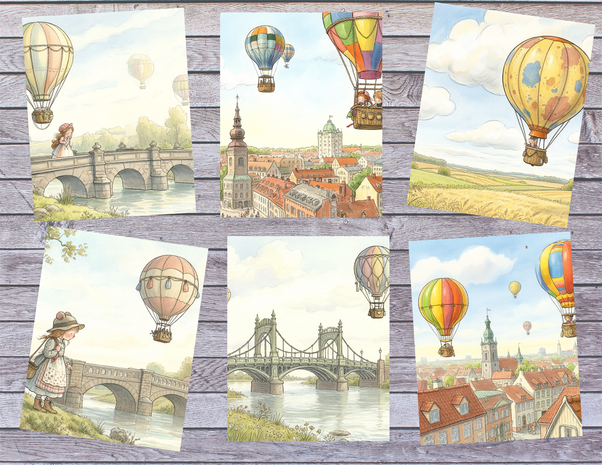 PRINT & SHIP New! Whimsical Hot Air Balloon Journal Kit ~ 18 pages by Elisha