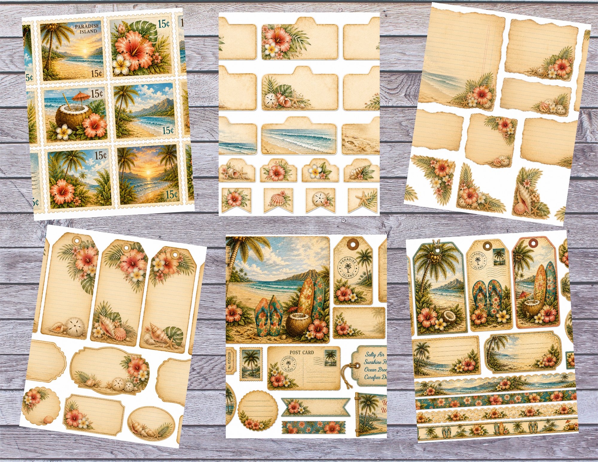 New! PRINT & SHIP Tropical Paradise Journal Kit ~ 17 pages by Elisha