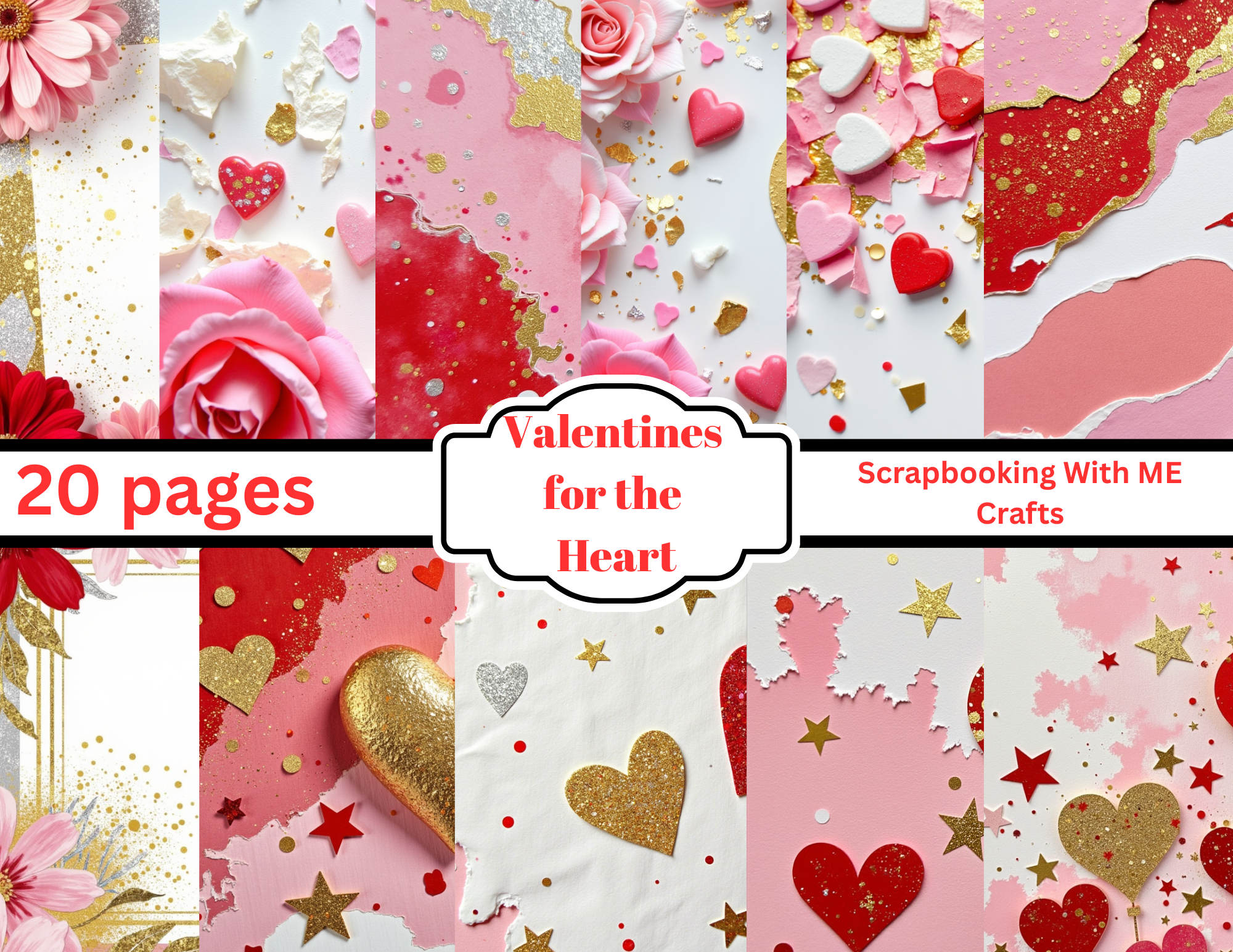 Valentines for the Heart – Romantic Valentine Junk Journal Pages