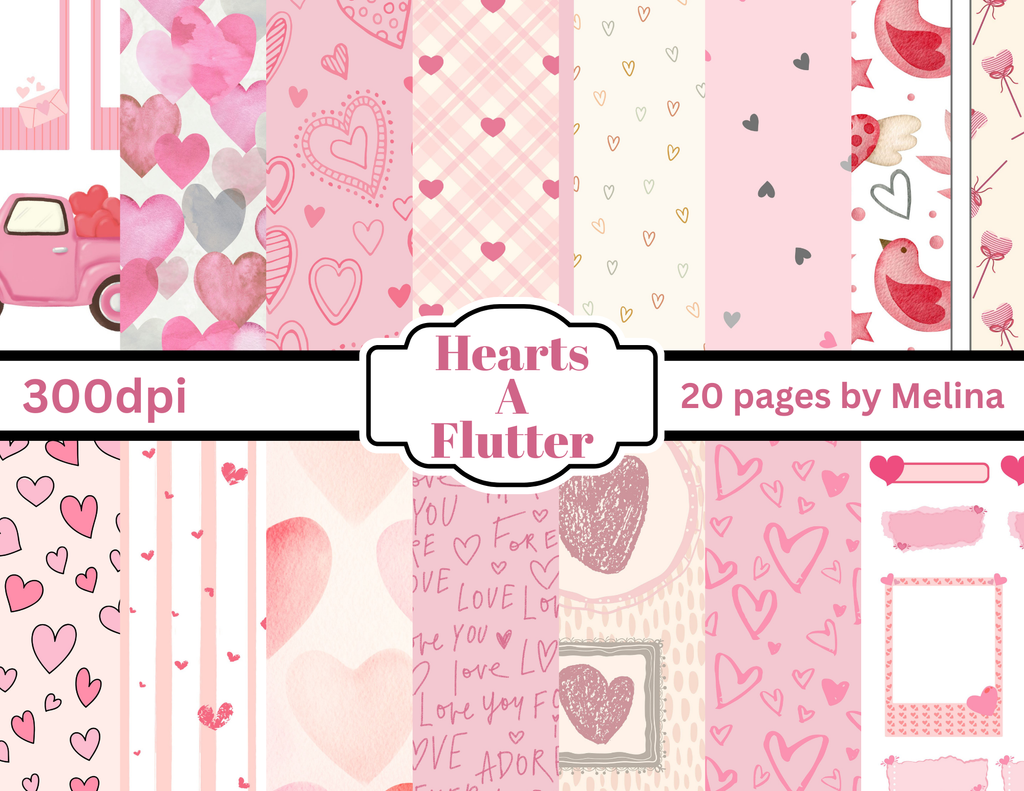 Hearts A Flutter – Valentine Digital Paper Collection by M