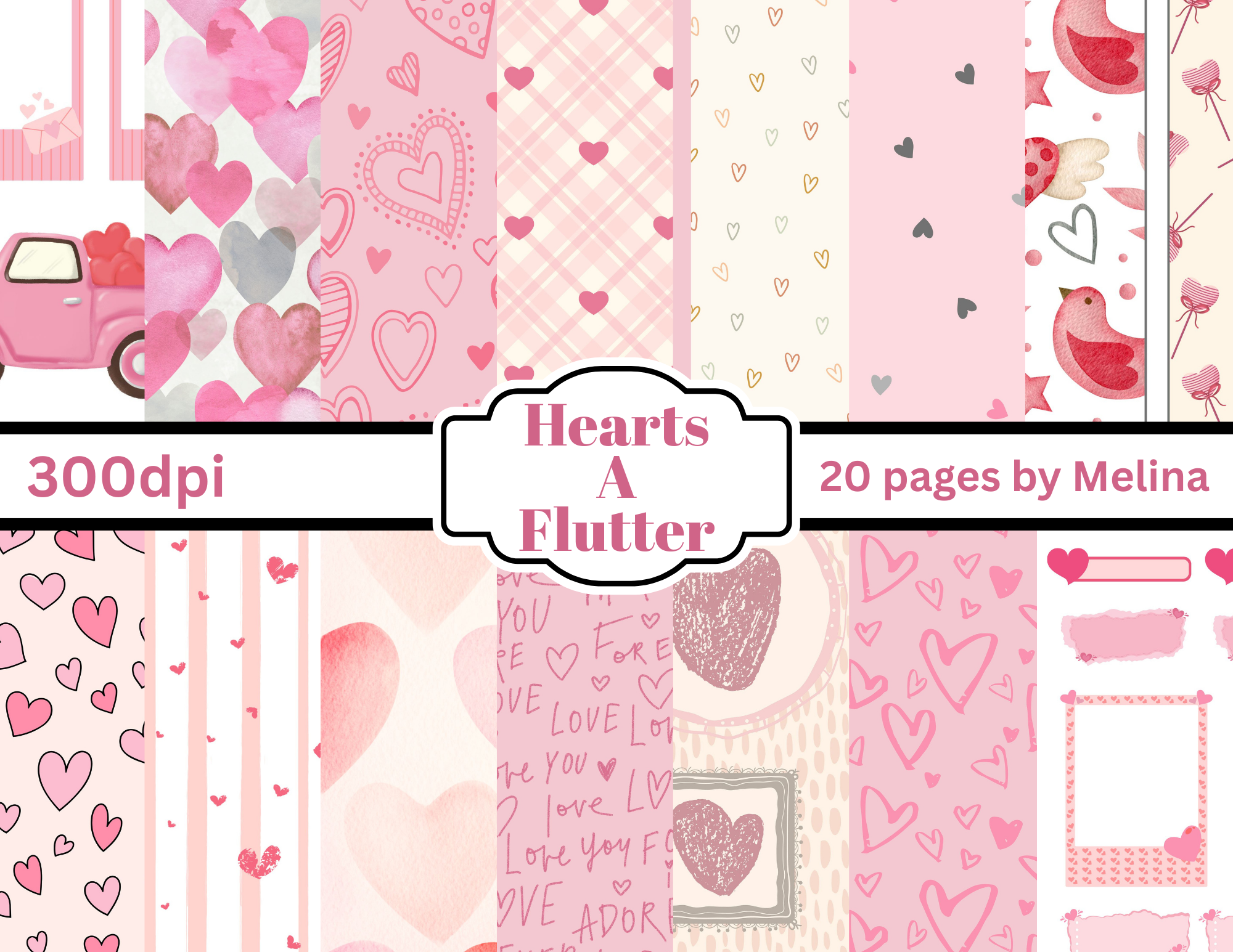 Hearts A Flutter – Valentine Digital Paper Collection by M