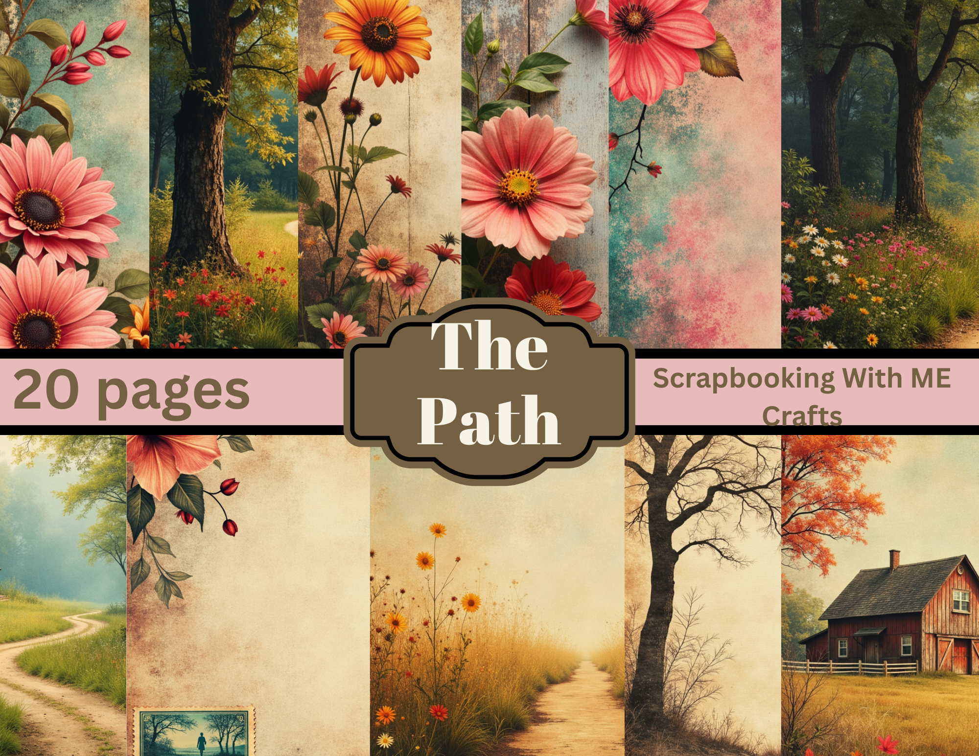 The Path – Vintage Floral & Nature Journal Pages (20-Page Digital Collection)