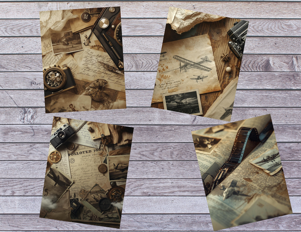 Vintage Planes & Cameras – Digital Junk Journal Pages (Printable PDF)
