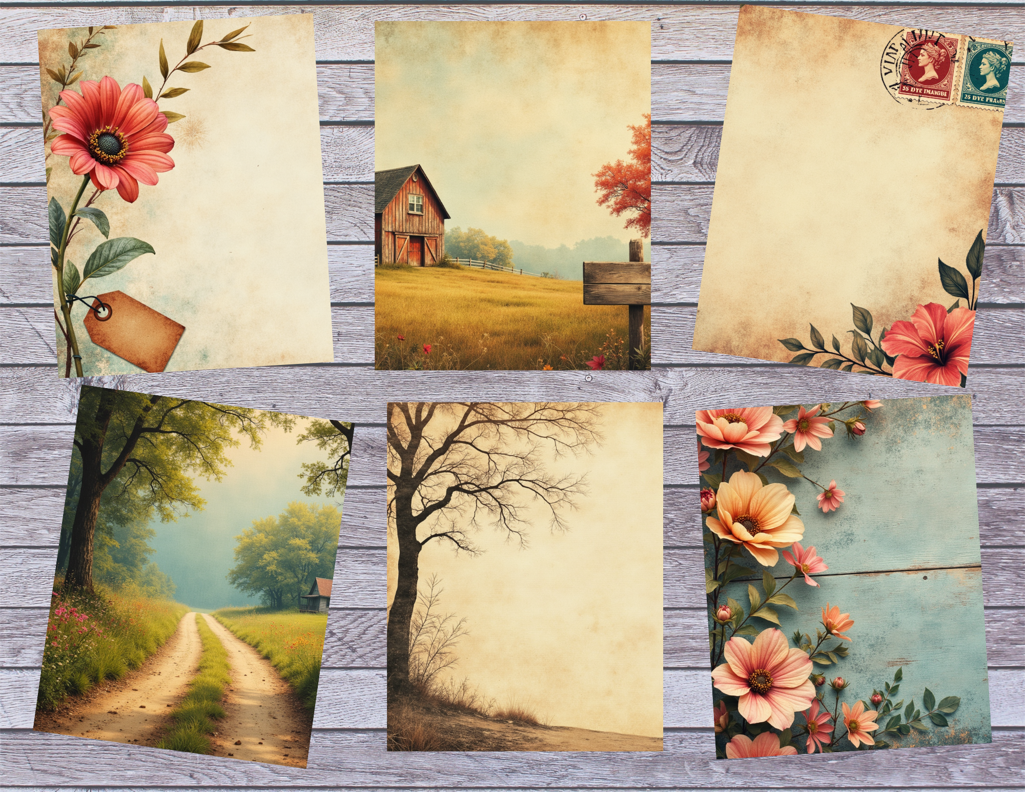 The Path – Vintage Floral & Nature Journal Pages (20-Page Digital Collection)