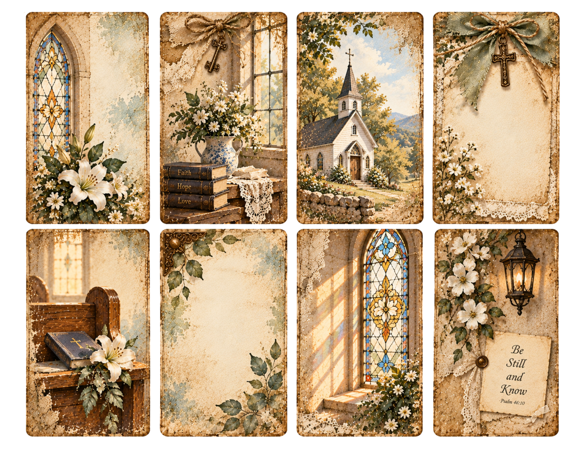 Print and Ship - The Old Church House by M | Vintage Church Journal Kit | 46 Printed Pages