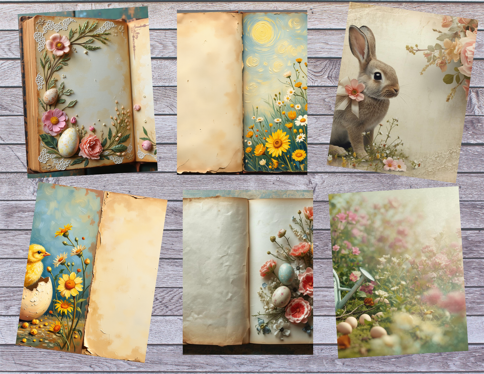 New Print and Ship Vintage Cottage Easter Journal Kit, Shabby Chic Spring Printable 20 Pages by E (Copy)