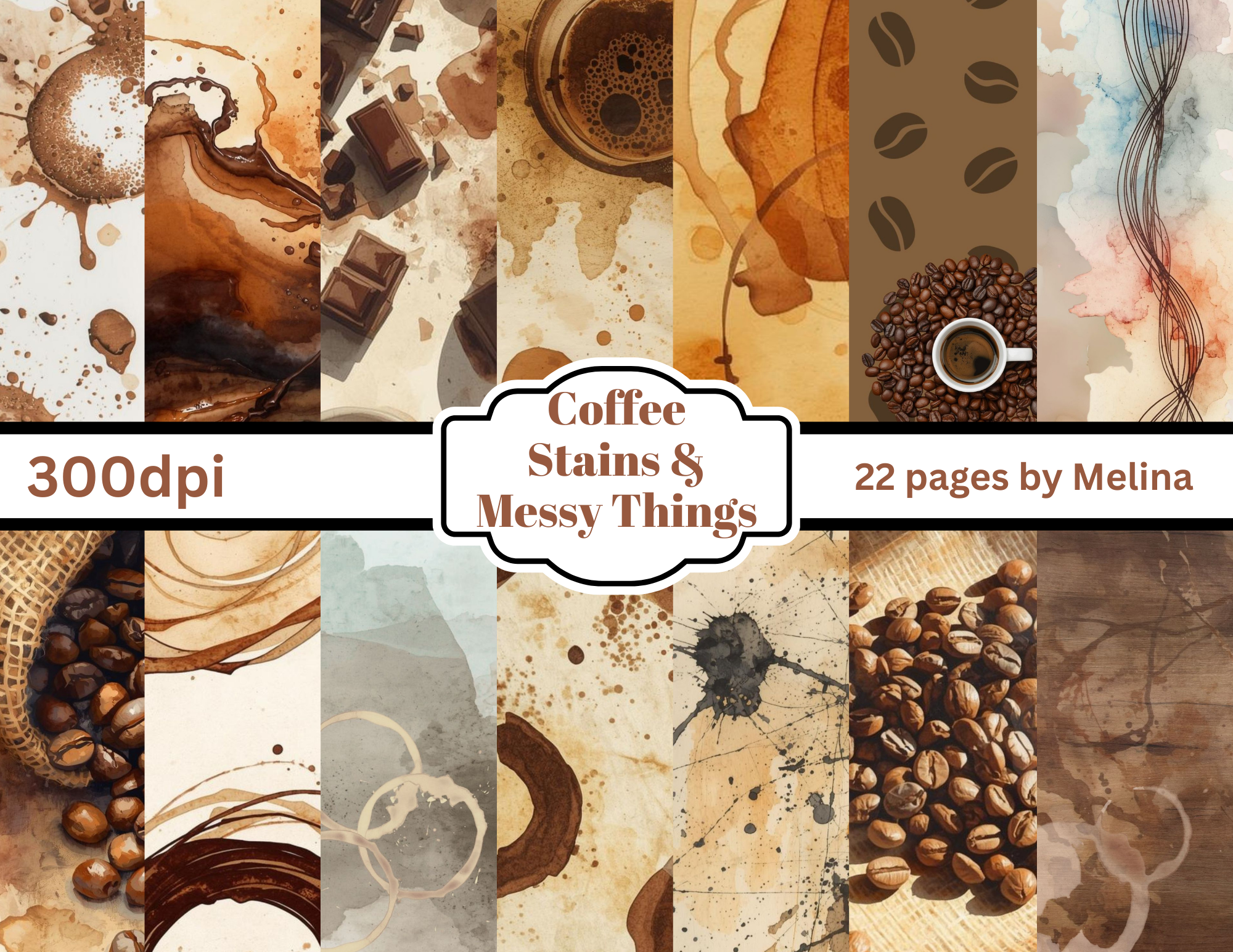Coffee Stains & Messy Things – Journal kit & Ephemera (22 Digital Pages) M