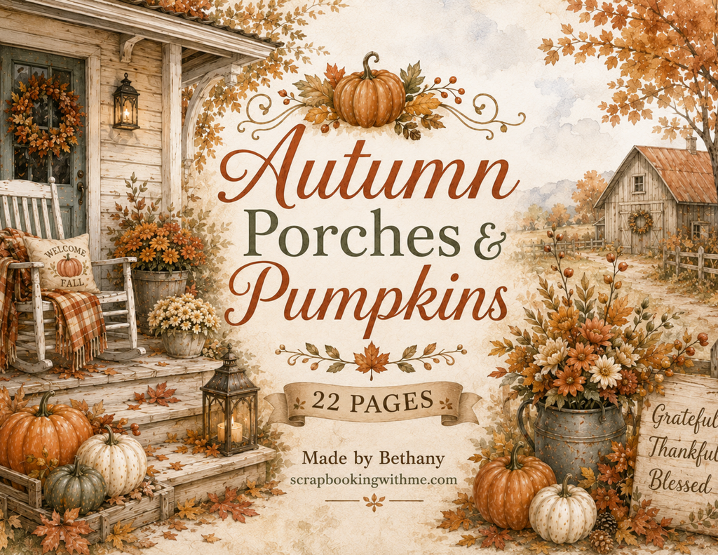 New! Autumn Porches & Pumpkins Digital Journal Kit ~ 22 pages by Bethany