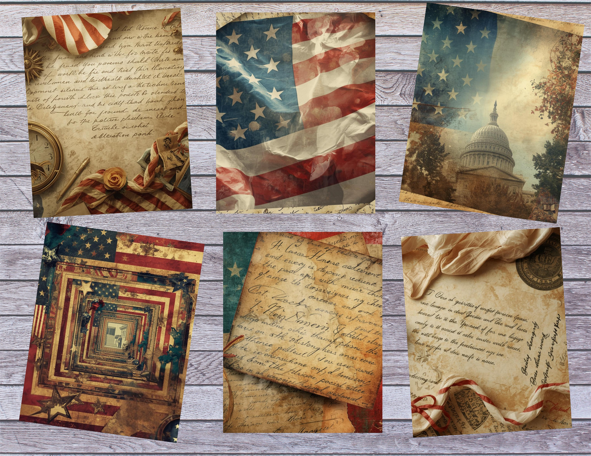 New Print and Ship Vintage and Patriotic Printed Pages by Elisha - 41 pages