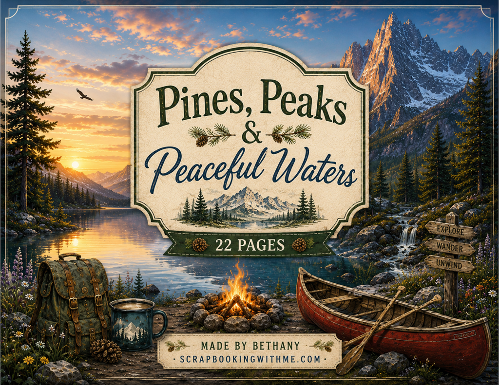 New! Pines, Peaks, & Peaceful Waters Mountain Lake Digital Journal Kit ~ 22 pages by Bethany