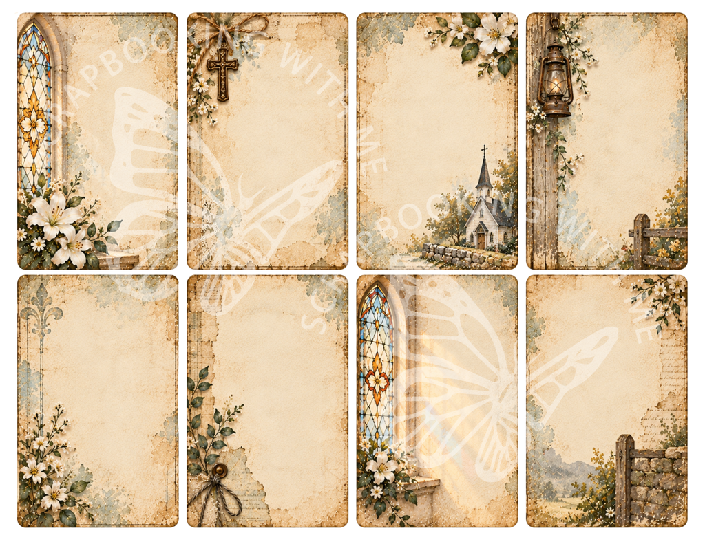 NEW - The Old Church House by M | Vintage Church Junk Journal Digital Kit | 25 Printable Pages | Faith & Hymn Ephemera