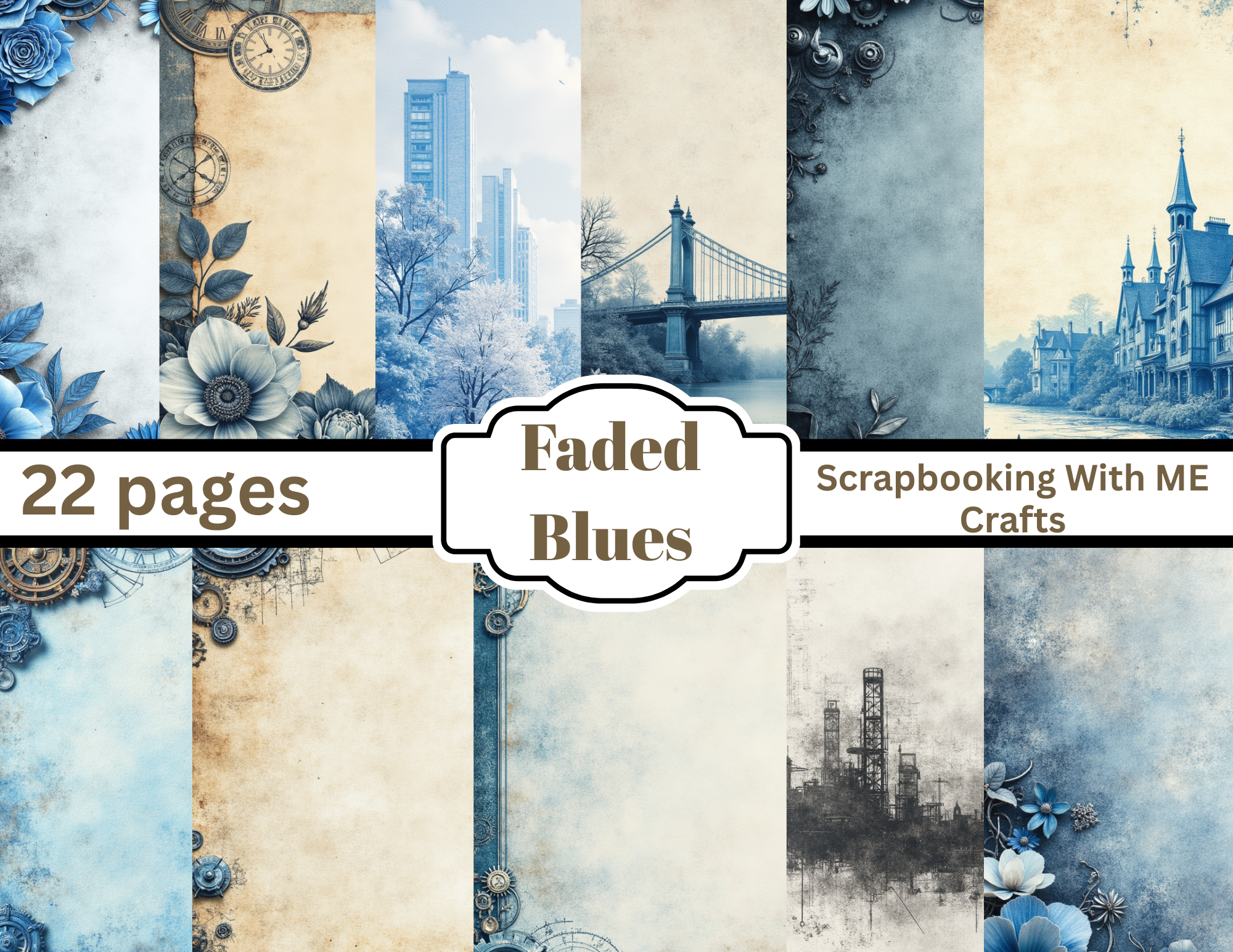 Faded Blues – Digital Download Journal Pages (22-Page PDF Collection)by E