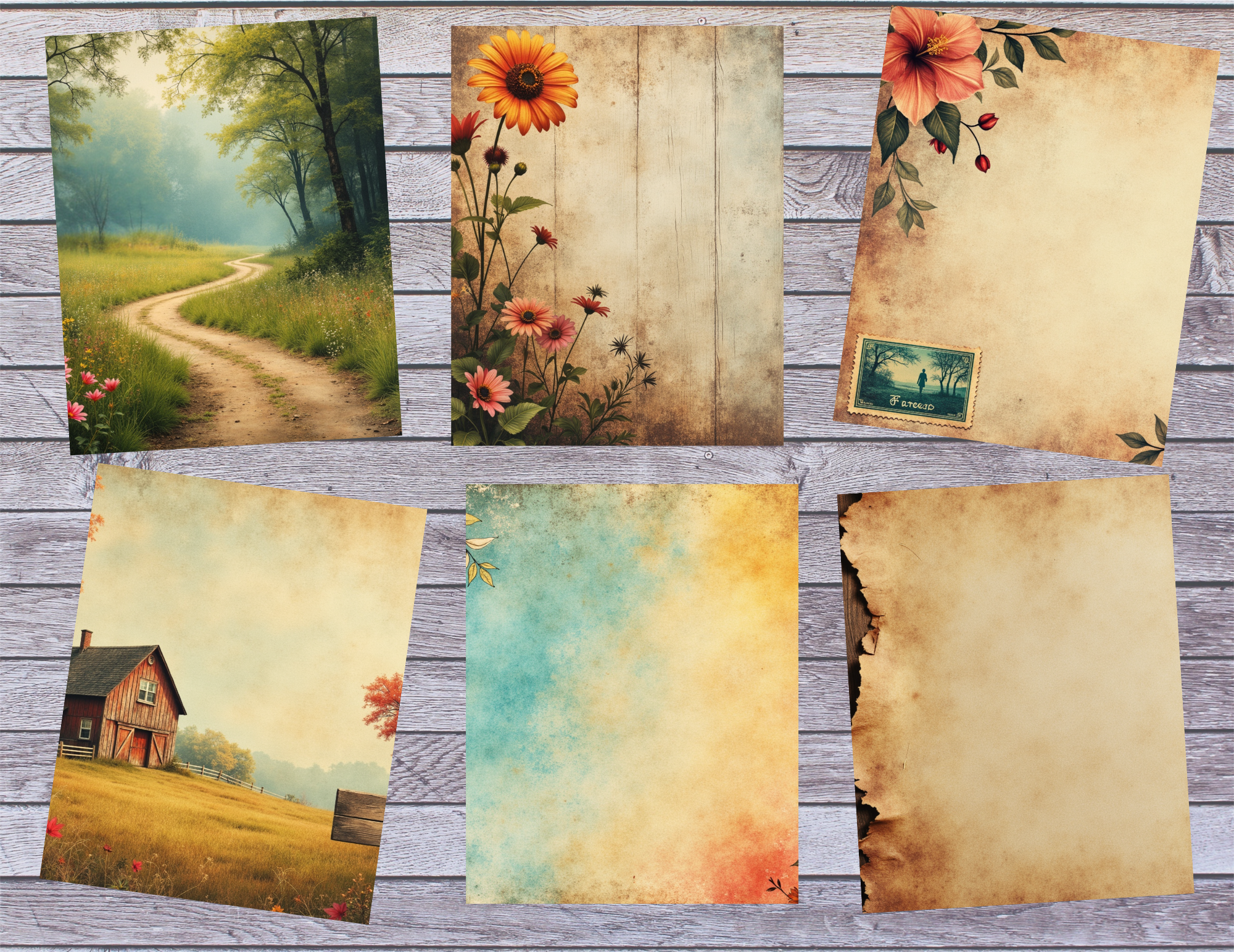 The Path – Vintage Floral & Nature Journal Pages (20-Page Digital Collection)